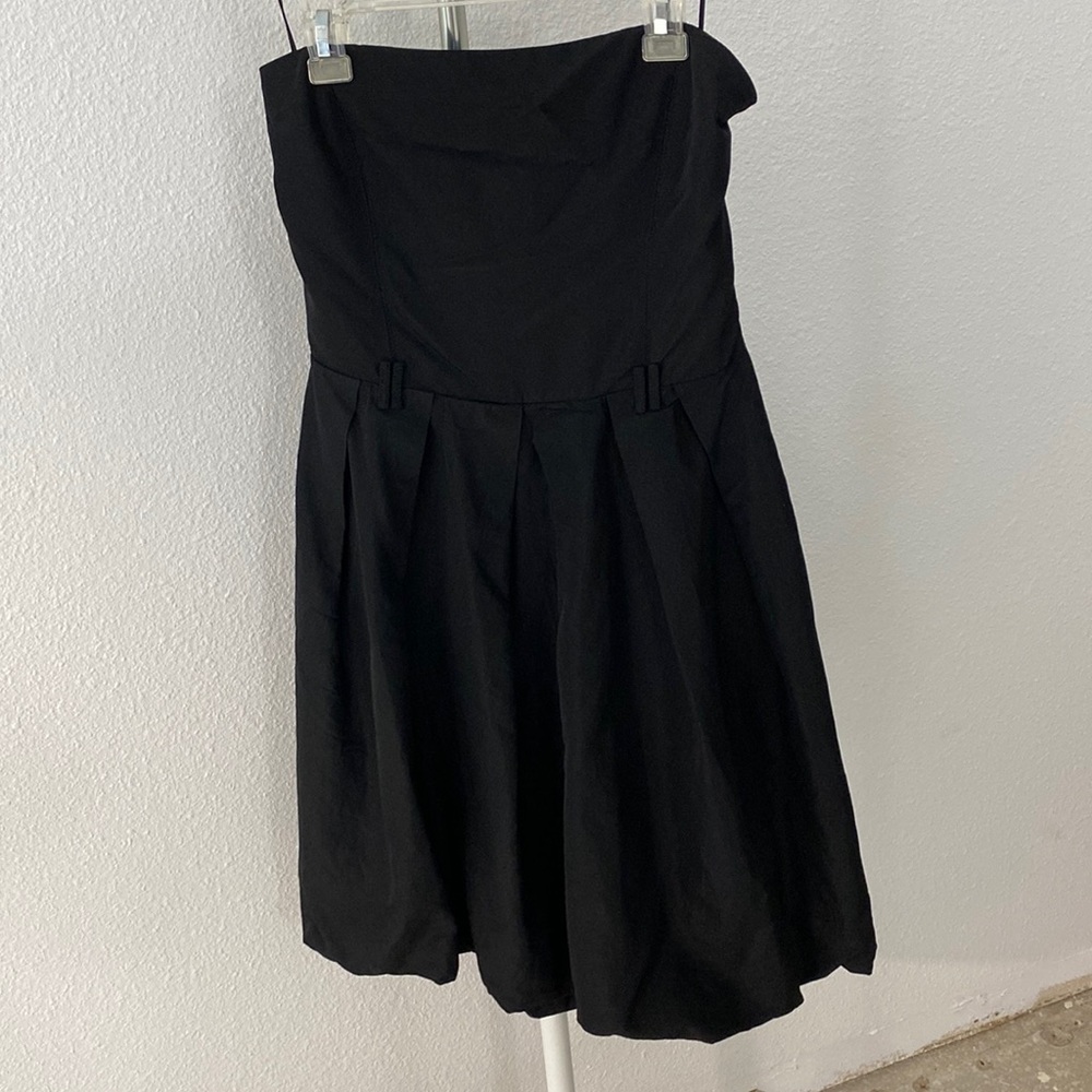 Zara black puff balloon hem fun dress with elastic in the back